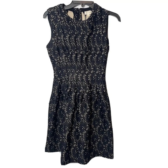 Meadow Rue Dresses & Skirts - Anthro Meadow Rue Breathtaking Fit & Flare Mini Dress Black M Pleated Sleeveless